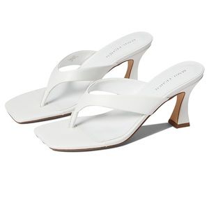 Marc Fisher White Hunt Square Toe Heeled Sandal